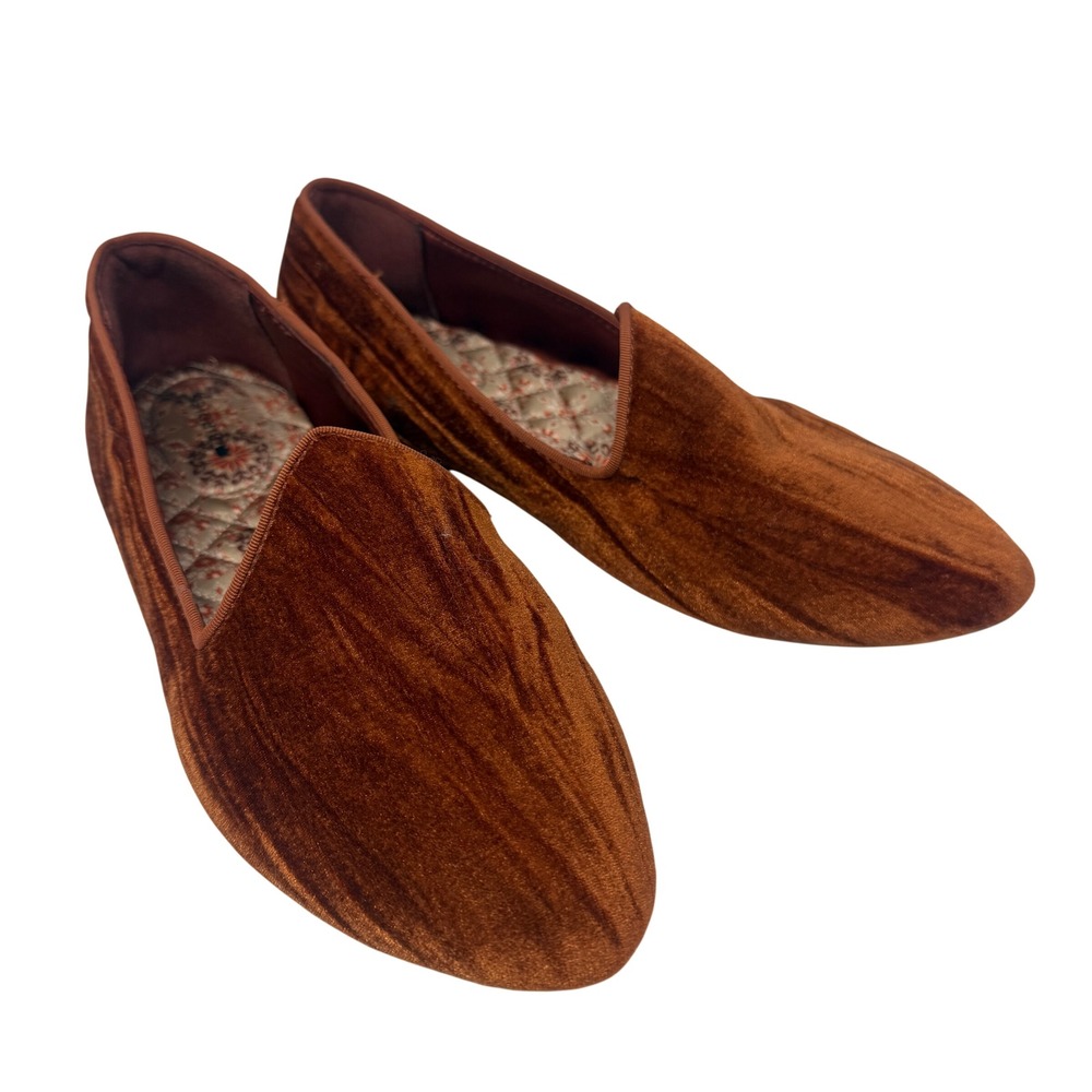 Birdies The Starling Loafers Womens 7.5 Rust Orange Good Velvet Smoking Flats